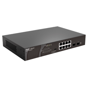 RG-ES110GDS-P,8 x 1000M copper ports and 2 x 1000M uplink SFP ports: 8 ports for PoE/PoE+